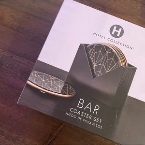 2 SETS: Hotel Collection, 4 Ceramic Coster Set, Art Deco Black&Gold